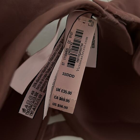 VS mauve body bra with sparkle underwire 32DDD lined perfect NWT - Picture 5 of 9